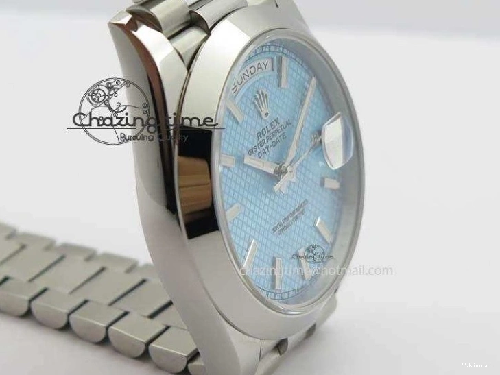 1:1 Bracelet Day-Date Dial Ice Noob Edition A3255 40mm SS on 228206 SS Textured Blue Best 0405